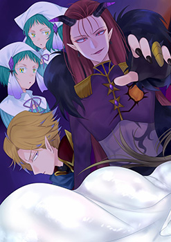 The story of the brave man and the monk who became princess by magic.